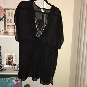 Beaded swim coverup